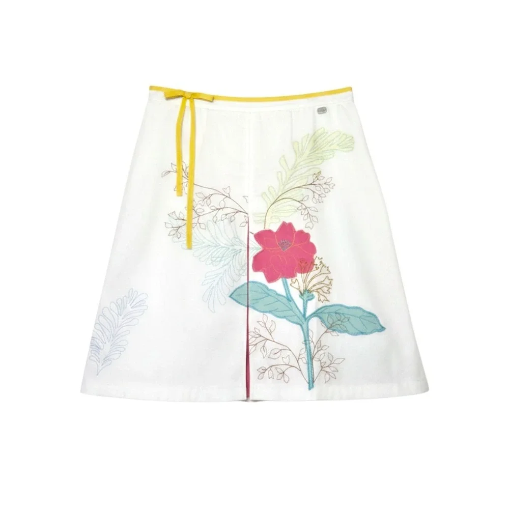 Ted Baker Jean White Cotton Floral Embroidered A-Line Skirt Size 2 - Picture 2 of 12